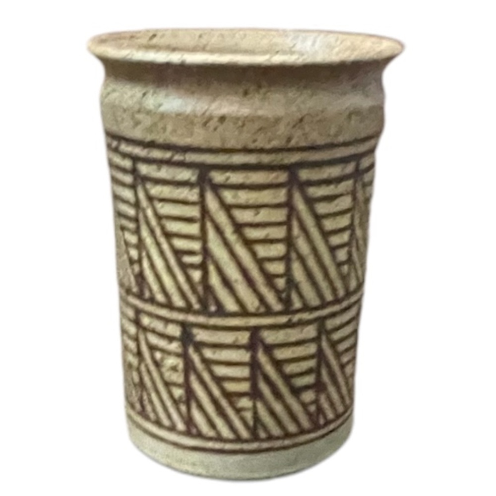Handmade Textured Ethnic Carved Symmetric Stoneware Pottery Bohemian‎ Vase